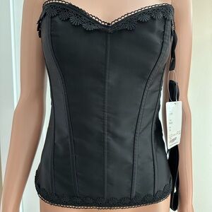 ICollection Black Side Zip Corset with Lace, Thong Panty size 34